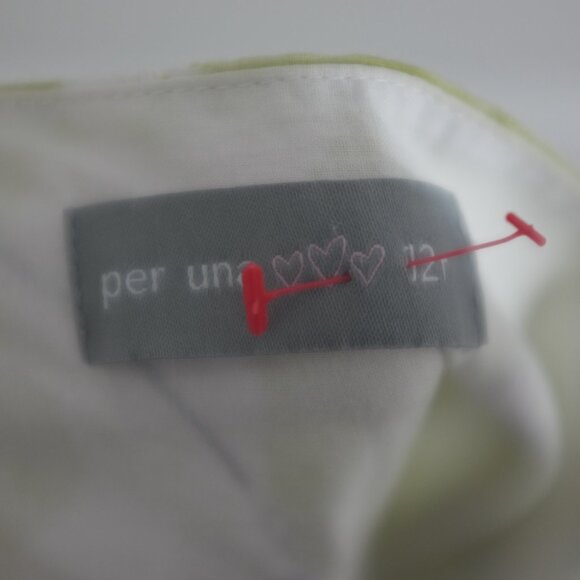 Per Una white Green Floral Sundress Elegant Summer Midi cotton Dress size 12 R - Picture 10 of 13